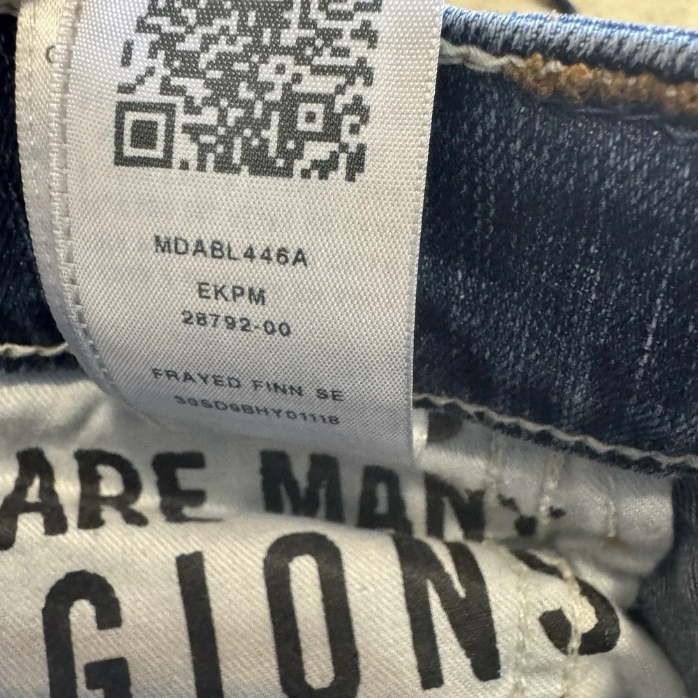True Religion Frayed Finn Slim Tapered Zippered Ankles‎ Distressed Blue Jeans 31